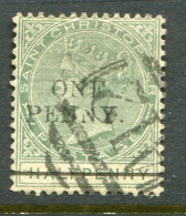 1887 St Christopher 1d On 2 1/2d Used Sg 26 - St.Kitts And Nevis ( 1983-...)