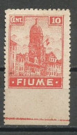 Fiume Croatia Italy Italia ERROR Sassone A35ca Bottom Border IMPERFORATED MNG 1919 Sass.CV: 140,00€ - Fiume