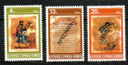 FJ2462 : Chypre Yvert N°619 à 621 Neuf Noël 1984 Surchargé SPECIMEN - Unused Stamps