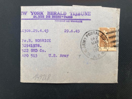BJ NEW YORK HERALD TRIBUNE Pour APO 513 TP WASHINGTON 1 1/2c OBL.MEC. MAR 21 1945 APO - Storia Postale
