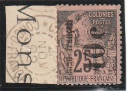 CONGO - N°5b Obl (1891-92) 10c Sur 25c Noir Sur Rose - Surcharge Verticale - Signé Calves - Used Stamps