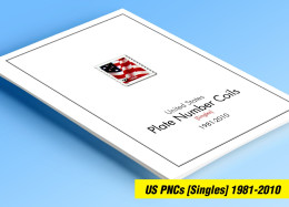 COLOR PRINTED US PLATE NUMBER COILS [SINGLES] 1981-2010 STAMP ALBUM PAGES (77 Illustrated Pages) >> FEUILLES ALBUM - Pre-printed Pages