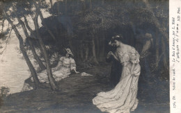 PAINTING, FINE ARTS, SALON DE 1908, LE BOIS D'AMOUR, L. RIDEL , ELEGANT WOMEN, FRANCE, POSTCARD - Malerei & Gemälde