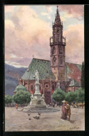 Artista-Cartolina Rudolf Alfred Höger: Bozen, Pfarrkirche Im Abendlicht  - Bolzano