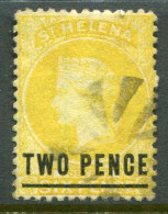 1873 St Helena TWO PENCE Surcharged Used Sg 10 - Isola Di Sant'Elena