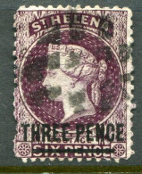 1868 St Helena THREE PENCE Surcharged Used Sg 11 - Isla Sta Helena