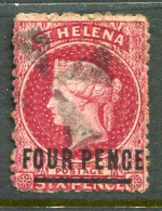 1868 St Helena FOUR PENCE Surcharged Used Sg 14 - Isla Sta Helena