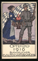 Künstler-AK Richard Klein: Rotkreuz-Schwester übergibt Flammendes Herz, Opfertag Des Bayer. Kunstgewerbevereins 1916  - Red Cross