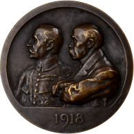 France, Médaille, Hommage De La Patrie à Clémenceau Et Foch, 1918, Bronze - Other & Unclassified