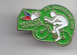 Pin's Secours Populaire JO Barcelonne 1992 Vélo Cyclisme Réf 5432 - Cycling