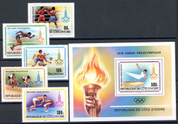 Elfenbeinküste 614-618 + Bl. 15 Postfrisch Olympia 1980 Moskau #JR838 - Côte D'Ivoire (1960-...)