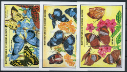 Sierra Leone Block 222-24 Postfrisch Schmetterlinge #HB208 - Sierra Leone (1961-...)