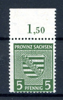 SBZ Provinz Sachsen 75 Y B Oberrand Postfrisch Gefaltet, Geprüft #JJ785 - Autres & Non Classés