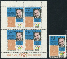 Uruguay 4er Block + Einzelmarke 1538 Postfrisch Olympia 1980 #HE816 - Uruguay