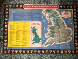 World Maps Old-express Motor Coach Services In Britain Year Before 1975-1 Pcs - Mapas Topográficas