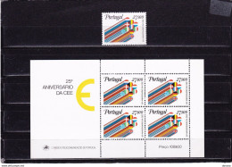 PORTUGAL 1982 CEE EUROPE Yvert 1533 + BF 35, Michel 1556 + Block 34 NEUF** MNH Cote Yv 8,75 Euros - Neufs