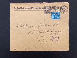 LETTRE SCHRIKKER & PEEREBOOM Pour La FRANCE TP 12 1/2c OBL.MEC.28 IV 1941 AMSTERDAM + CENSURE - Poststempel