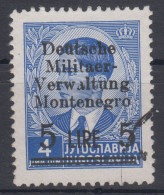 Montenegro German Occupation 5 Lire On 4 Din Mi#6 1943 USED - Montenegro