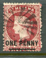 1876 St Helena ONE PENNY Surcharged Used Sg 21 - Sint-Helena