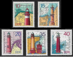 REPUBLICA DEMOCRATICA ALEMANA - DDR 1974 - FAROS - PHARES - LIGHTHOUSES - YVERT 1634/1638** - Unused Stamps