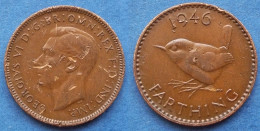 UK - 1 Farthing 1946 "wren" KM# 843 George VI (1936-52) Bronze - Edelweiss Coins - Andere & Zonder Classificatie