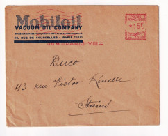 Paris Automobile 1949 Mobiloil Vacuum Oil Compagny Pétrole Machine à Affranchir - EMA (Printer Machine)