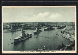 AK Valletta, Grand Harbour Showing British Fleet  - Malte