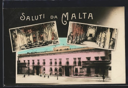 AK Malta, Gebäude Mit Saal Mit Wandgemälden Und Langem Gang Mit Rüstungen  - Malte