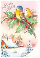 FETES - VOEUX - Nouvel An - Bonne Année - Oiseaux - Maison - Neige - Sapin - Carte Postale Ancienne - Nouvel An