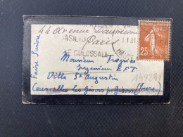 LETTRE MIGNONNETTE TP SEMEUSE 25c OBL.MEC.I I 31 LE PUY EN VELAY (43) + OBL.HEX. Tiretée GISORS (EURE) CP N°10 - 1921-1960: Période Moderne