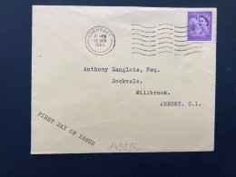 LETTRE Pour JERSEY TP 3D OBL.MEC.18 AUG 1958 GUERNSEY - Guernesey