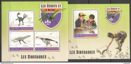 J411 2016 Dinosaurs Scouting Nature Fauna 1Kb+1Bl Mnh - Préhistoriques