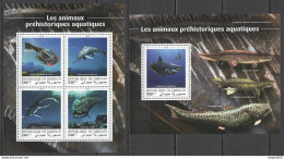 Hm0390 2018 Djibouti Dinosaurs Prehistoric Water Animals #2522-5+Bl1219 Mnh - Prehistorics