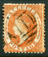 1864 St Lucia 1s Perf 12 1/2 Used Sg 14 - St.Lucia (...-1978)
