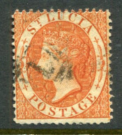 1876 St Lucia 1s Perf 14 Used Sg 18 - St.Lucia (...-1978)