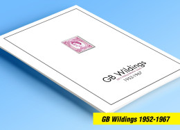 COLOR PRINTED GREAT BRITAIN WILDING ISSUES 1952-1967 STAMP ALBUM PAGES (10 Illustrated Pages) >> FEUILLES ALBUM - Pre-printed Pages