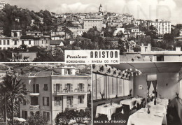 CARTOLINA  C14 BORDIGHERA,IMPERIA,LIGURIA-RIVIERA DEI FIORI-PENSIONE ARISTON-PANORAMA-ESTERNO-SALA PRANZO-NON VIAGGIATA - Salerno