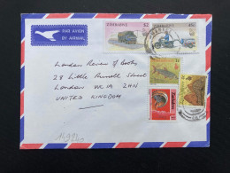 LETTRE TP CAMION S2 + MOTO 45c + POISSON 1c + PANGOLIN 4c + MBIRA S1 OBL.10 NOV - Zimbabwe (1980-...)