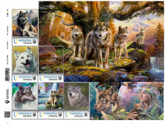 Ukraine 2024, Fauna, Wolves, Art, Sheetlet Of 6v - Ucraina