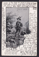 Gruss Aus... - Mountaineer / Year 1899 / Long Line Postcard Circulated, 2 Scans - Gruss Aus.../ Gruesse Aus...