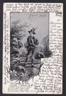 Gruss Aus... - Mountaineer / Year 1899 / Long Line Postcard Circulated, 2 Scans - Souvenir De...