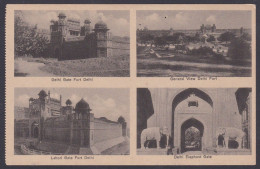 Inde India Mint Unused Postcard Delhi Gate Fort, Lahori Gate, Elephant Gate, Architecture, Mughal, Muslim - India