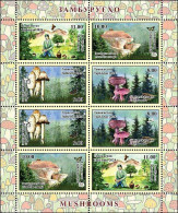 Tajikistan 2024 . Mushrooms (Birds, Butterflies, Mountains, Hedgehog). Sheetlet Of 8 - Tajikistan