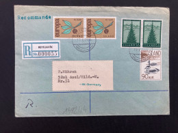 LR Pour La FRANCE TP EUROPA Kr 5,00 Paire + SAPIN 35A Paire + CANARDS 90A OBL.19 X 1965 REYKJAVIK - Covers & Documents