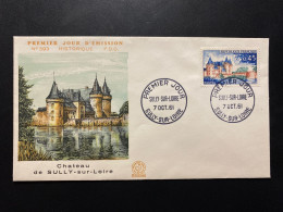 Enveloppe 1er Jour "Château De Sully Sur Loire" - 07/10/1961 - 1313 - Historique N° 393 - 1960-1969