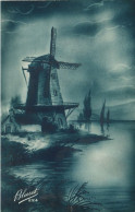 ILLUSTRATION, WINDMILL, ARCHITECTURE, LAKE, FRANCE, POSTCARD - Sonstige & Ohne Zuordnung