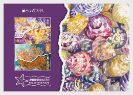 Guernsey Great Britain 2024 Europa CEPT Underwater Fauna & Flora Block MNH - Guernsey