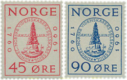 672772 HINGED NORUEGA 1960 BICENTENARIO DE LA REAL SOCIEDAD DE CIENCIAS - Usati