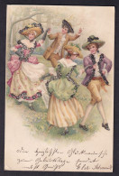 Couples Dancing / Year 1900 / Long Line Postcard Circulated, 2 Scans - Dance