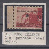 Croatia NDH Split Edition 10 Kuna On 0.25 Kuna Porous War Paper 1941 MNH ** - Kroatien